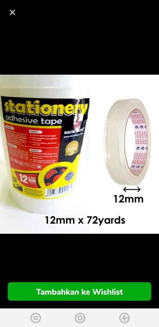 Gambar ISOLASI NACHI TAPE 12MM X 72 YARD SHRING TRANSPARAN dari ANEKA STATIONERY GROSIR Kota Malang Tokopedia