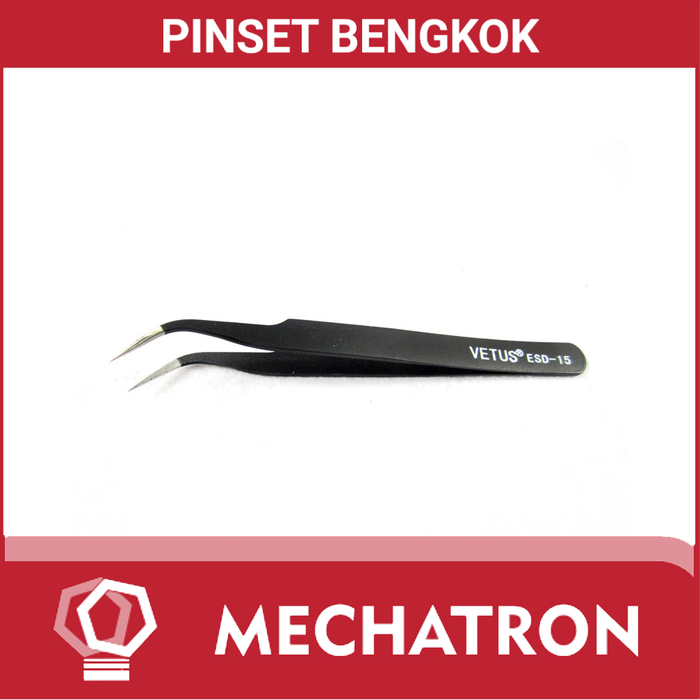 Gambar Pinset Bengkok Hitam Stainless Steel Tweezers High Quality dari Mechatron Kota Depok Tokopedia