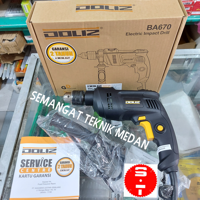 Gambar BA670 MESIN BOR TANGAN BETON IMPACT DRILL KIRI KANAN 13mm DOLIZ BA 670 dari Semangat Teknik Kota Medan Tokopedia