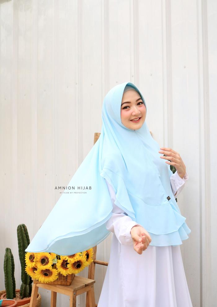 Gambar Hijab instan warna Baby Blue / Khimar agniya by amnion hijab dari amnion mart Kab. Majalengka Tokopedia