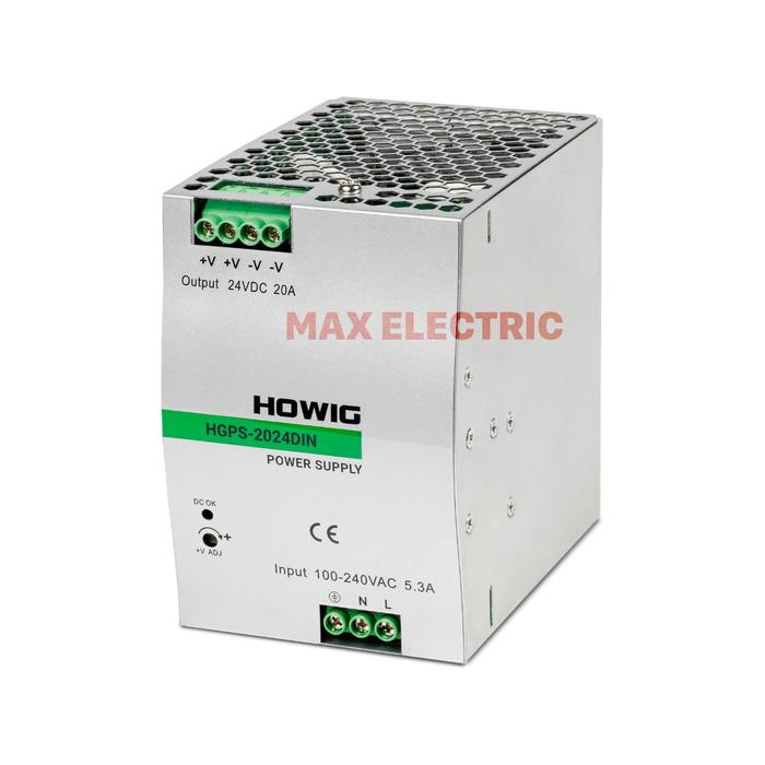 Gambar HOWIG, Din Rail Power Supply, 100-240 VAC, 20A (HGPS-2024DIN) dari Max Electrics Kota Administrasi Jakarta Timur Tokopedia