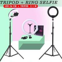 Gambar PAKET SELFIE RING LIGHT 26 CM TRIPOD 2,1 METER / TRIPOD LAMPU SELFIE dari demarshop.crb Kota Cirebon 2 Tokopedia