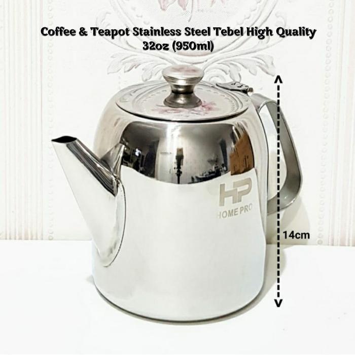 Gambar Coffee Teapot Teko Stainless steel tebel high quality 32oz 950ml dari RajaPapa Kota Administrasi Jakarta Barat Tokopedia