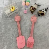Gambar Set 2 in 1 spatula medium dan kuas silikon piglet pink dari Cherries Bakeware Jakarta Barat 3 Tokopedia