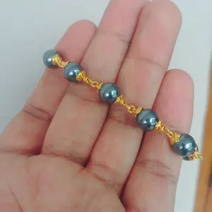 Gelang Mutiara Shell Hitam Ikat Lapisan Emas 24k
