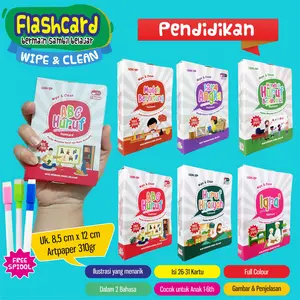 FLASH CARD & WIPE CLEAN UNTUK BALITA KARTU PINTAR ANAK TULIS HAPUS