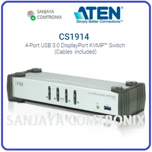 ATEN CS1914 4-port USB 3.0 DisplayPort KVMP Switch (Cables included)