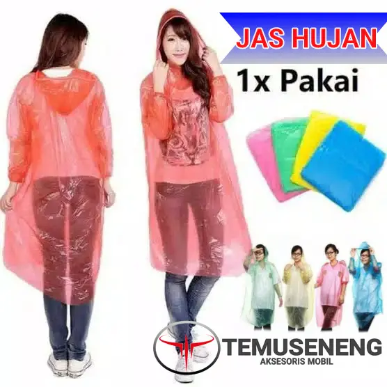 JAS HUJAN SEKALI PAKAI MANTEL BAHAN PLASTIK TIPIS MURAH RAIN COAT