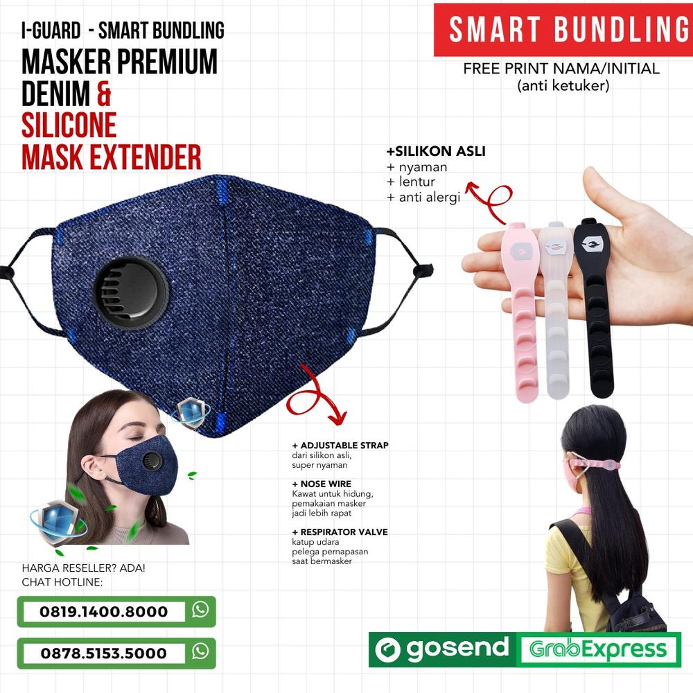 Masker Denim Premium I Guard (Bundle Silicone Extender)
