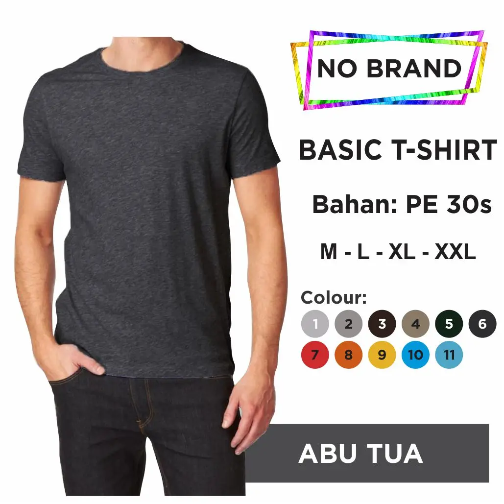(PROMO) Kaos oblong polos Pria/wanita unisex seragam PE30s O-neck