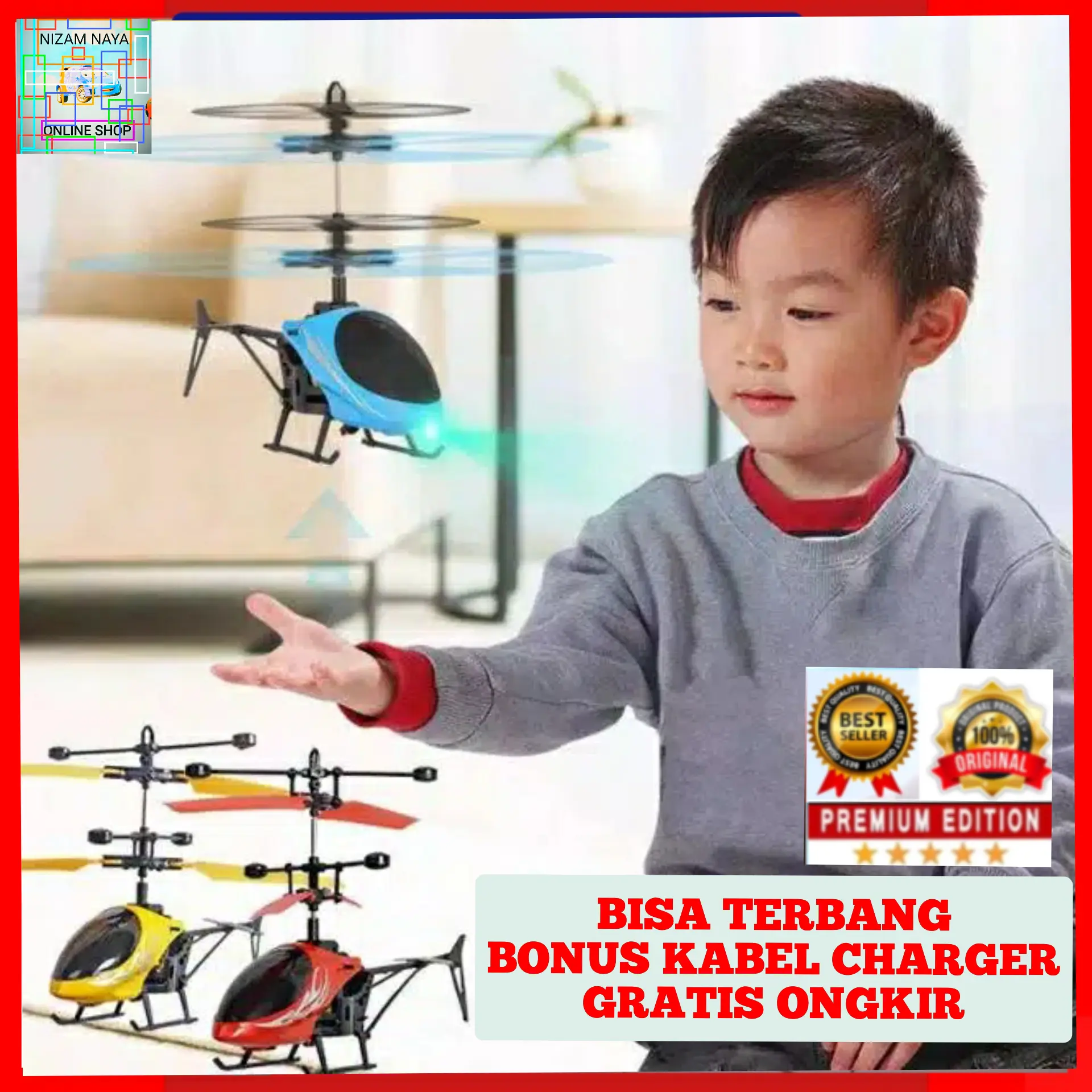 Mainan Anak pesawat Helikopter rc dengan infrared/sensor tangan