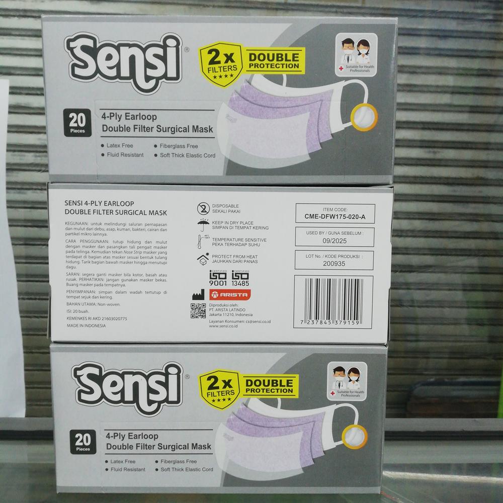 masker sensi 4ply earloop isi 20pcs