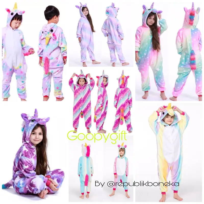 KOSTUM UNICORN KUDA PONY ONESIE PIYAMA COSPLAY BAJU TIDUR KIGURUMI 0
