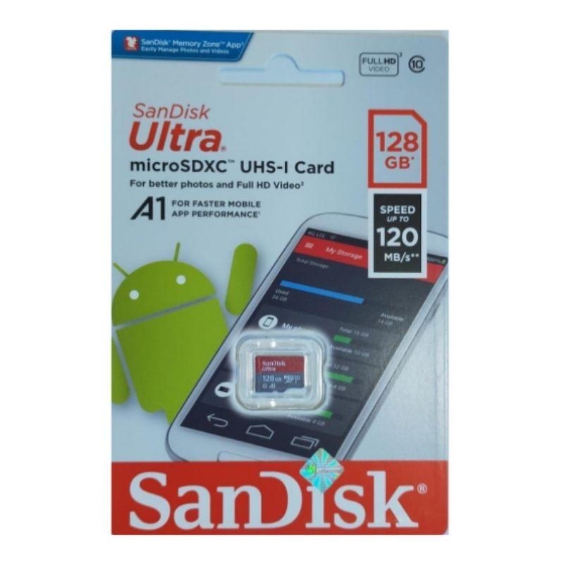 Micro SD 128GB Sandisk Ultra A1 UHS-I up to 120Mb/s - Garansi Resmi 2