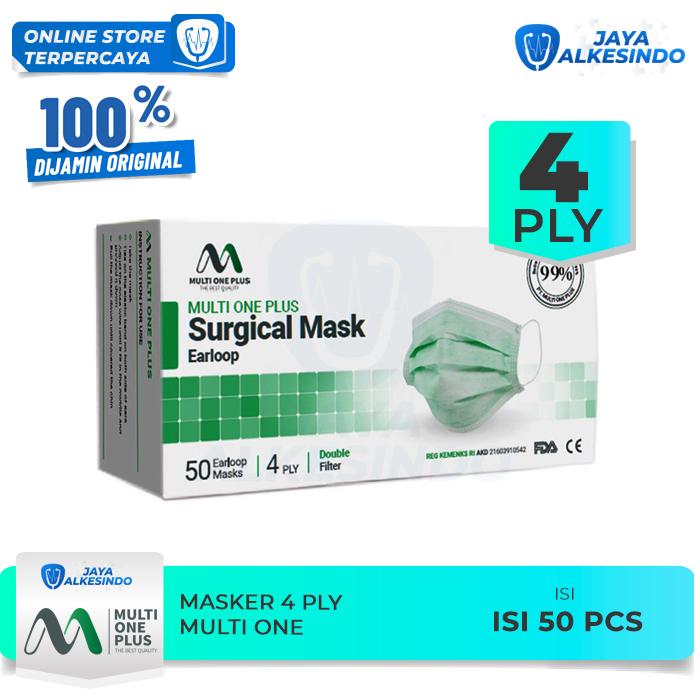 Masker Medis 4ply Multione Plus Surgical Mask - Masker Bedah Earloop