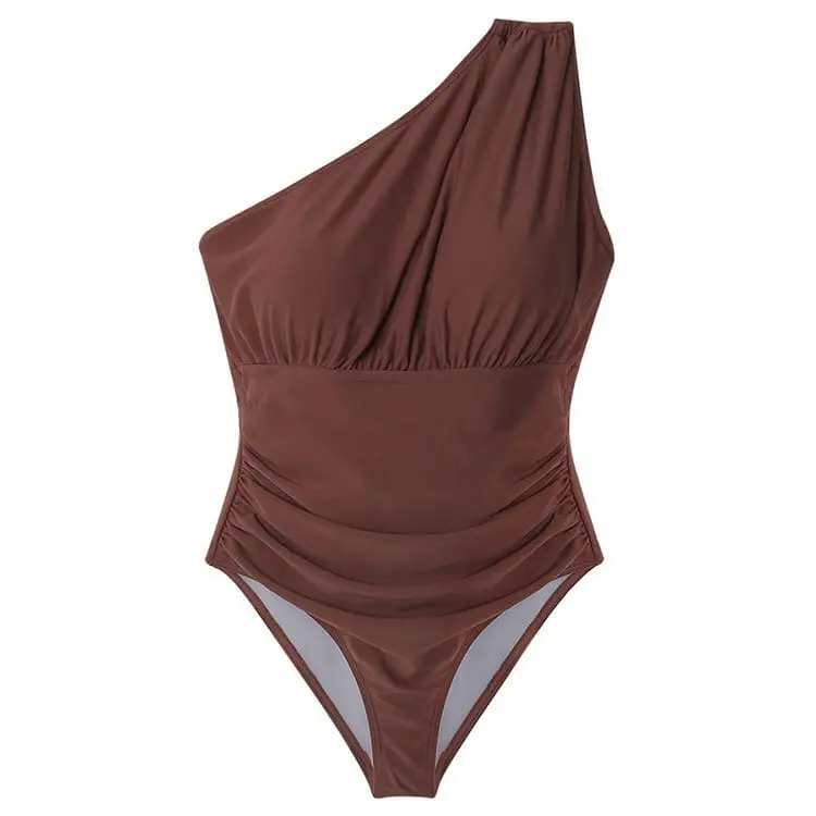 COCONUT BROWN swimsuit one piece one shoulder woman premium / baju renang wanita / korean swimwear / beachwear bali / swimsuit one piece / baju pantai wanita / baju renang wanita jumbo / swimsuit big size / baju surfing / bodysuit wanita / monokini wanita
