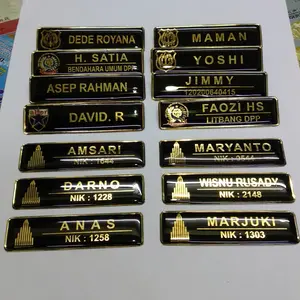 Nama Dada Atau Name Tag Atau Papan Nama Kuningan lapis resin