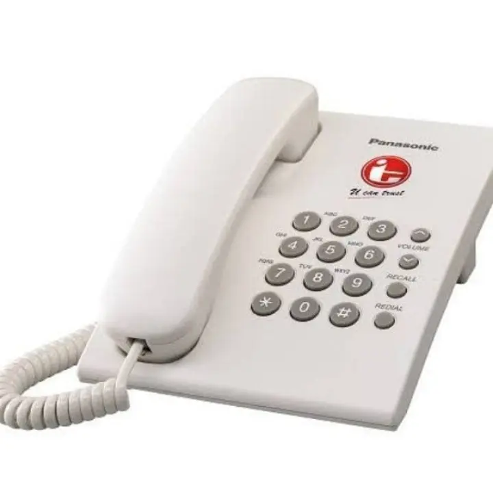 Panasonic Telepon Kabel Putih KX-TS505MX dengan Kabel Spiral dan Line Termasuk