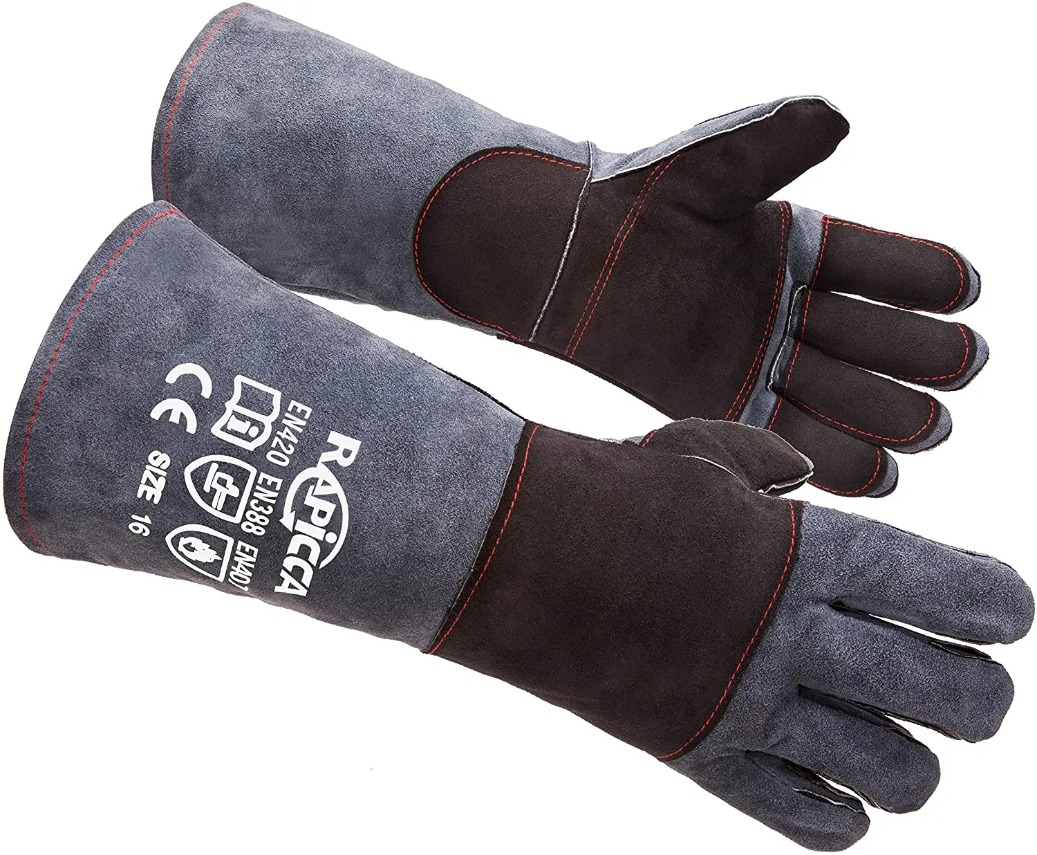 RAPICCA Animal Handling Gloves Bite Proof Kevlar Reinforced Leather
