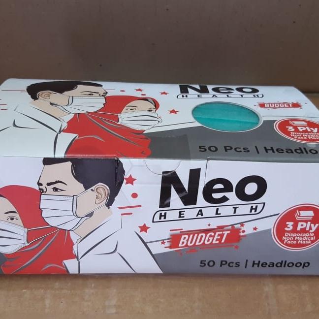 Masker Neo Hijab 3 Ply ( 1 Box Isi 50 ) Murah [ Headloop ]