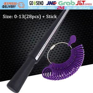 0-13(28pcs)/Plastik set Alat Ukur Cincin Alat Ukur Stick + Ring sizer