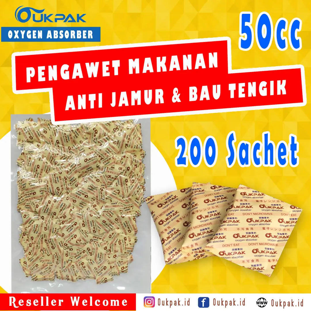 Pengawet Makanan 50cc Oxygen Absorber OUKPAK Oksigen Anti Jamur Tengik