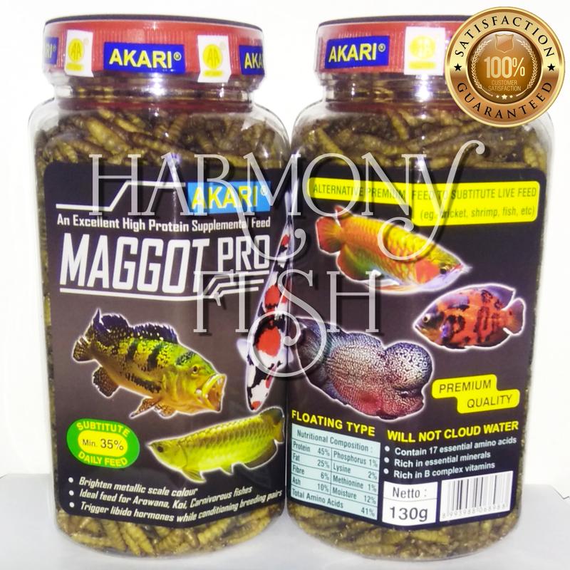 AKARI MAGGOT PRO 130GR Arwana Koi Louhan Predator Oscar Channa pakan pengganti udang kelabang jangkrik 0