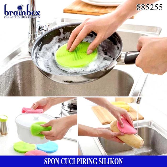Gambar Spon Silikon Cuci Piring Dish Sponge Silicone Cleaning Wash - Ungu dari Brainbox Car and Home Kota Batam Tokopedia