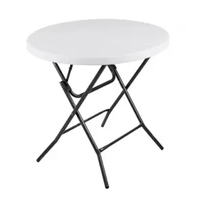 Meja Taman/Makan/Dagang Lipat Bundar 80 Cm - Krisbow Putih