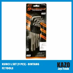 Kunci L Bintang Panjang Set 9pcs Torks Set (Size M) - FZ008