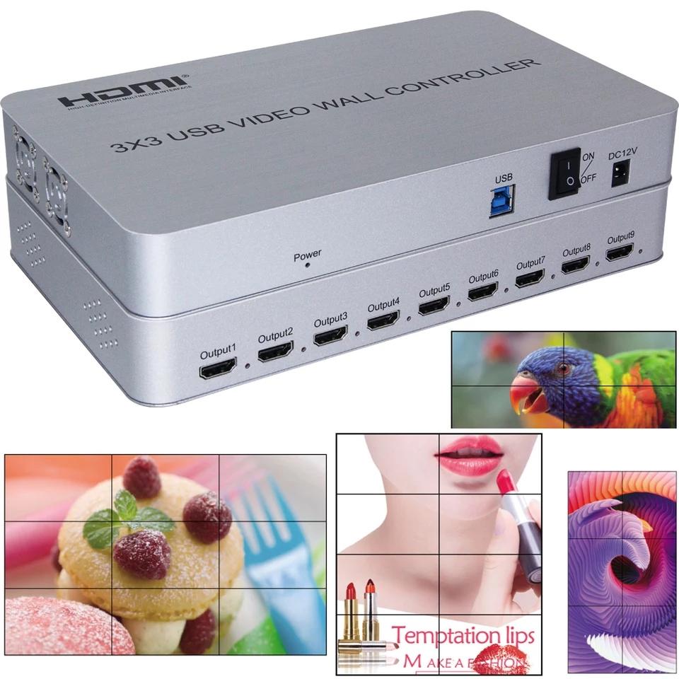 4K USB 3.0 to HDMI Video Wall Controller 3x3 Untuk 9 Channel TV