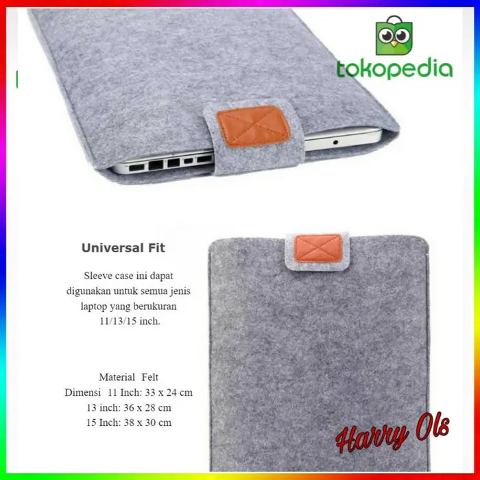 Tas Laptop Cover Laptop Soft Sleeve Case for Laptop 11" 13" 15"-GRAY