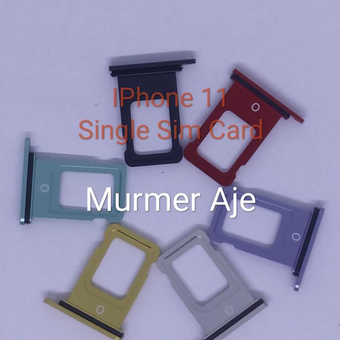 Gambar Sim card tray slot sim card iphone 11 single sim oem - Red dari Murmeraje Kota Tangerang Tokopedia
