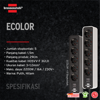 Gambar Brennenstuhl Ecolor Stop Kontak Kabel Ekstensi 5 Lubang Soket dengan Switch Saklar 1,5 meter Putih dari Brennenstuhl Indonesia Kota Administrasi Jakarta Utara 3 Tokopedia