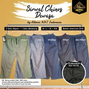 Celana panjang pria dewasa sirwal Chinos dewasa merk Albani NHI Muslim Pria