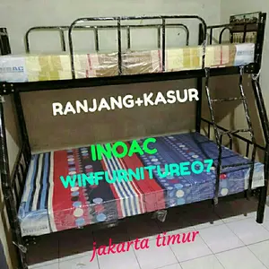 [PAKET HEMAT] Ranjang Susun Besi Lavender 90/120 Plus Kasur INOAC