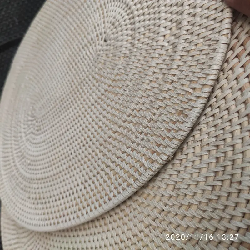 placemat rotan oval/anyaman rotan/alas piring rotan 30x40cm white 2