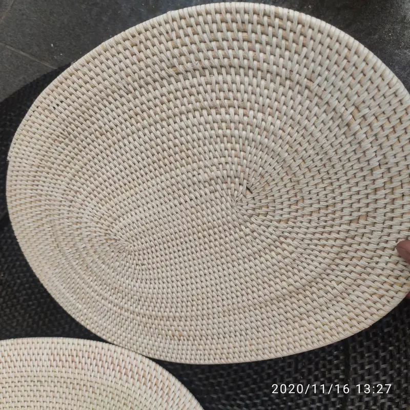 placemat rotan oval/anyaman rotan/alas piring rotan 30x40cm white 1