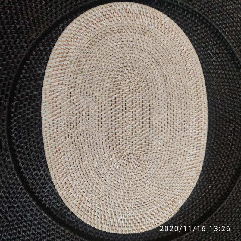 placemat rotan oval/anyaman rotan/alas piring rotan 30x40cm white 0
