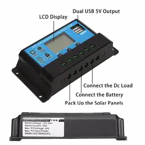 Solar Charge Controller LCD LED Display Solar cell PWM 12V/24V 20A 30