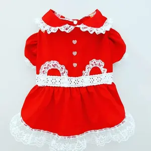 Vintage Red Dress Anjing Kucing Pet Dog Clothes