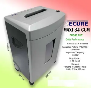 SECURE MAXI 34 CCM CROSS CUT Mesin Penghancur Kertas Paper Shredder 34