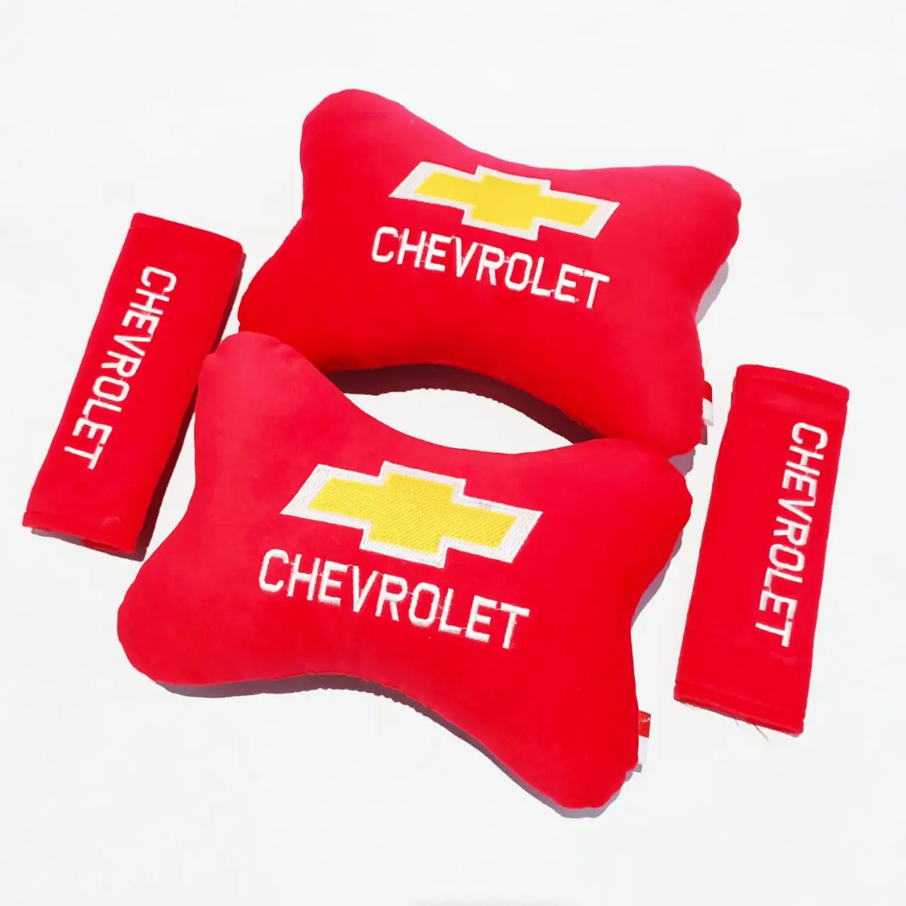 Bantal leher sandaran jok Mobil Chevrolet Merah