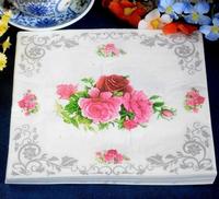 Gambar Decoupage Napkin - Tissue Decoupage 2Ply FL - Rose in Gray Border dari JPL CRAFT STORE Kota Administrasi Jakarta Timur 1 Tokopedia