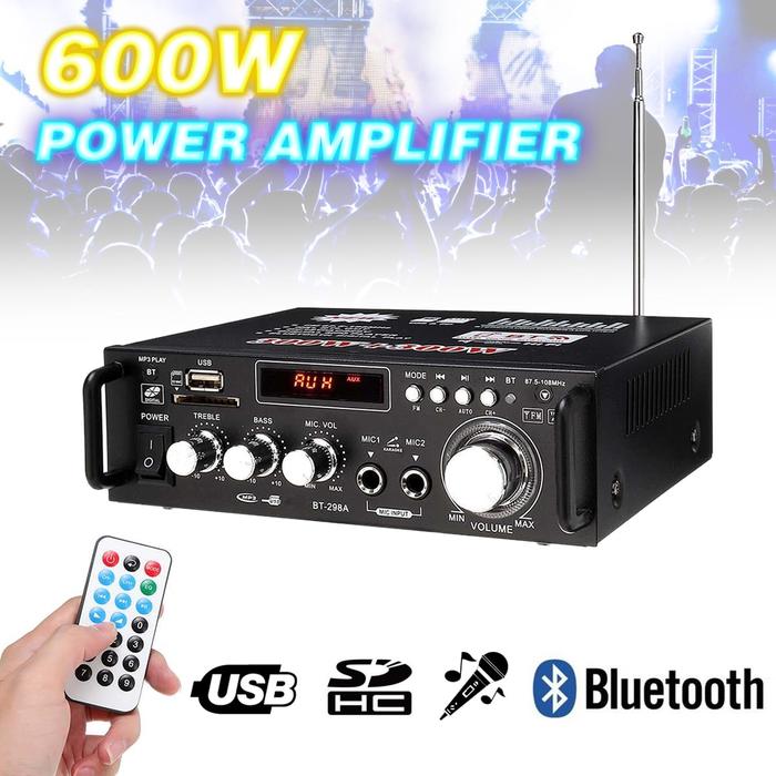 Gambar Audio Amplifier Karaoke Home Theater Bluetooth FM Radio 600W - BT-298A dari Yourfavproduct Kota Administrasi Jakarta Barat Tokopedia