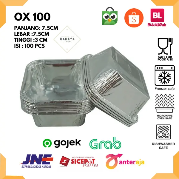 ALUMUNIUM FOIL CUP OX-100 ISI 100PCS - READY STOCK . DIJAMIN BAGUS