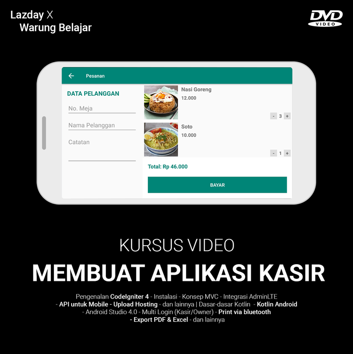 Gambar Membuat Aplikasi Kasir: Video Kursus Pemrograman Web dan Android dari warung belajar Kab. Sidoarjo Tokopedia