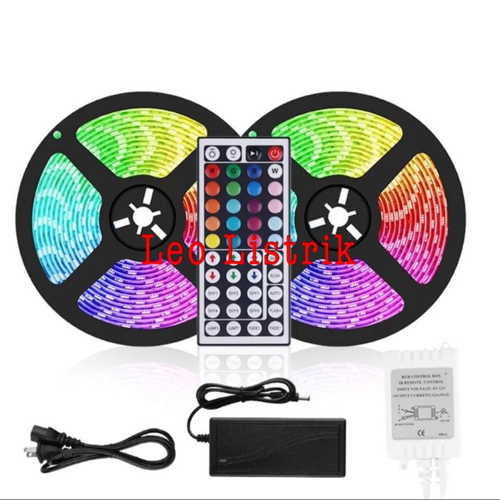 Gambar LED STRIP RGB 5050 WARNA WARNI IP44 10M AC 220V+ADAPTOR+REMOTE 5050 dari LEO LISTRIK Kota Surabaya Tokopedia