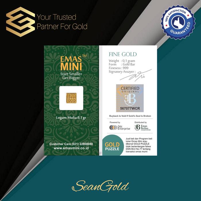 Gambar Emas Mini 0.1 Gram Logam Mulia EB ODC dari SEANGOLD Kab. Sidoarjo Tokopedia