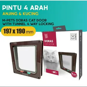 M-Pets Doras Cat Door With Tunnel 4 Way Locking/Pintu Kucing Anjing